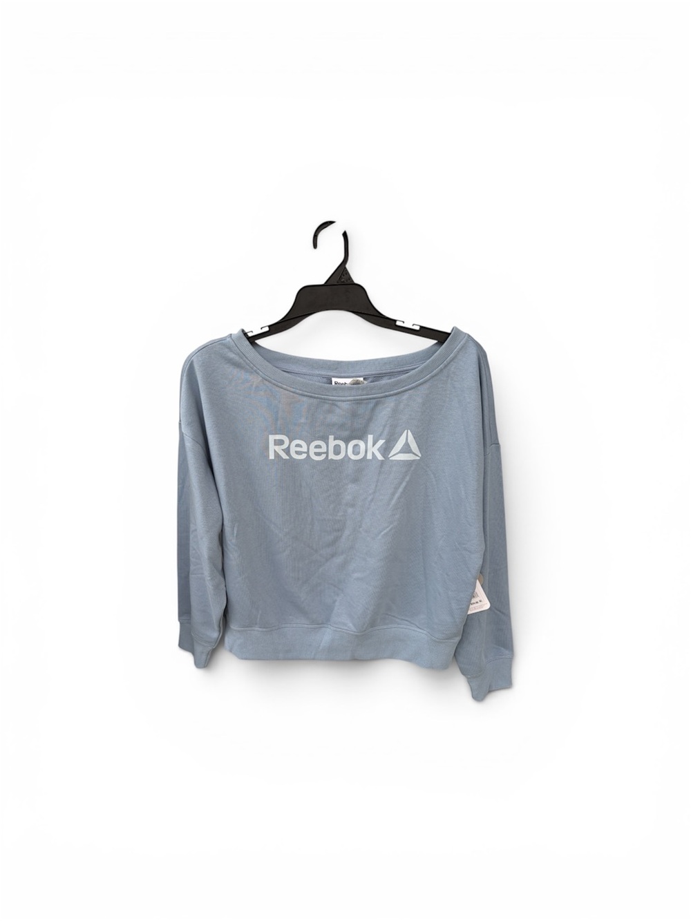 Reebok Women's Dusty Blue Off-Shoulder Pullover Sweatshirt - Picture 3 of 5